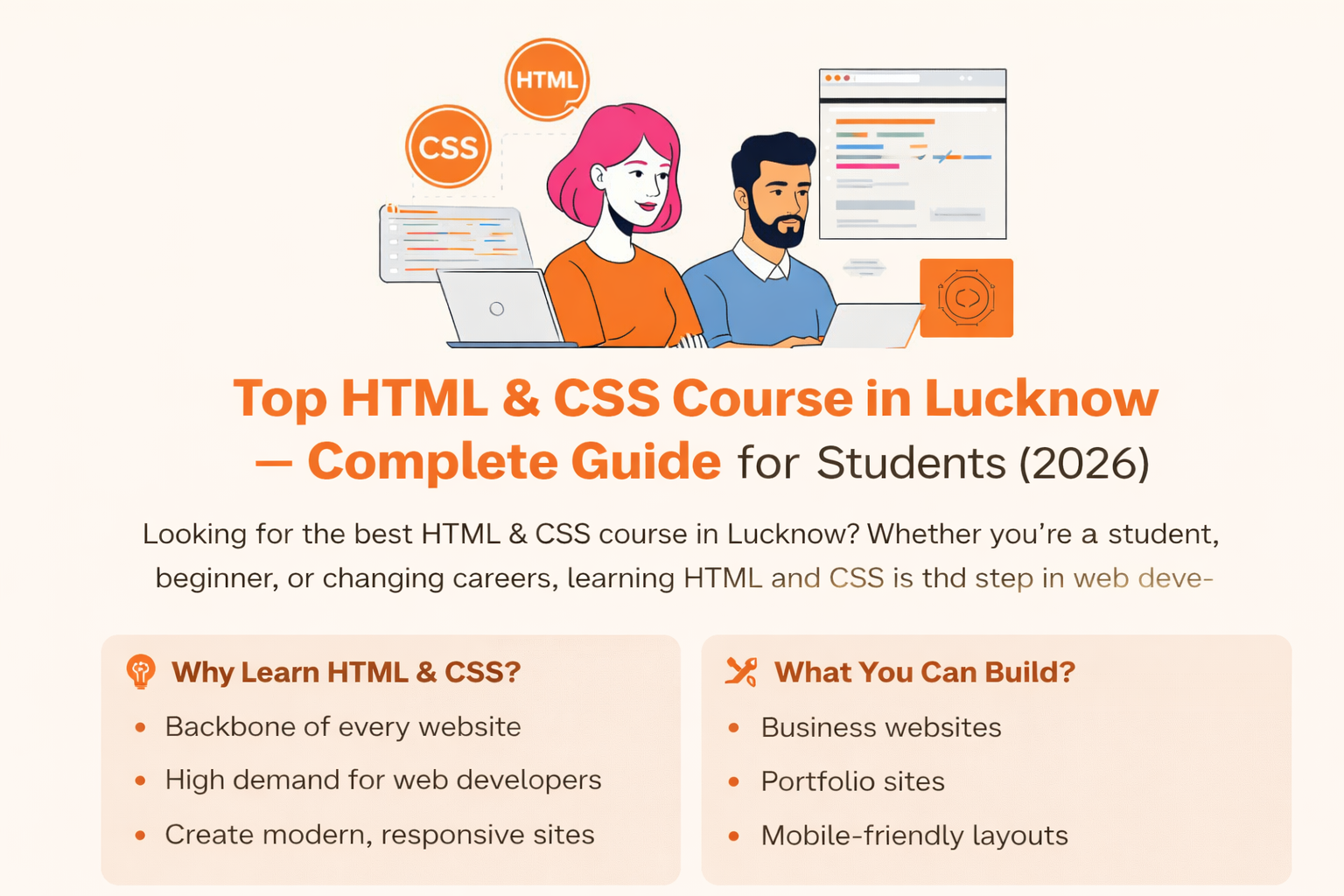 Best HTML CSS course in Lucknow for beginners web development training
